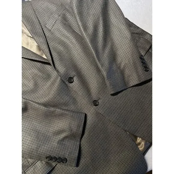 Ralph Lauren LRL Mens 48L Tan Brown Houndstooth Silk Wool Blazer Sport Jacket - Picture 8 of 14